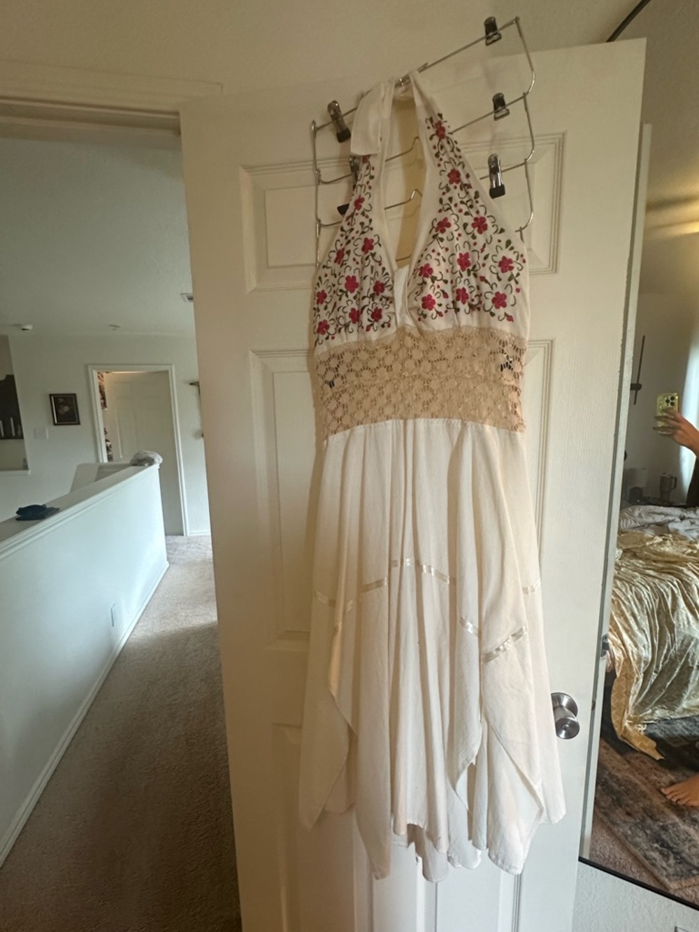 Cream Lace-Trim Flared dress - RENAISSANCE FEST DRESS